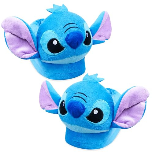 Disney Zapatillas de Casa Mujer Peluche Stitch Igor Winnie the Pooh Baby Yoda (Azul Stitch, 36-37)