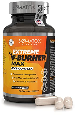 New Extreme Fat Burner Max – with G²CB™ Advanced T5 Thermo Supplement Diet Pills for Weight Loss & Metabolism | with B12, L-Carnitine, Green Tea & Guarana - 30 Day Supply/Vegan Capsules - Made UK