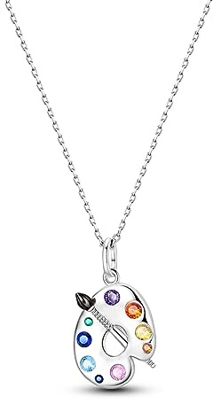 NARMO La paleta de colores del artista de esmalte de moda y el collar Colgante del pincel regalo joyas femeninas chicas personalizadas 925 collar del artista de plata esterlina