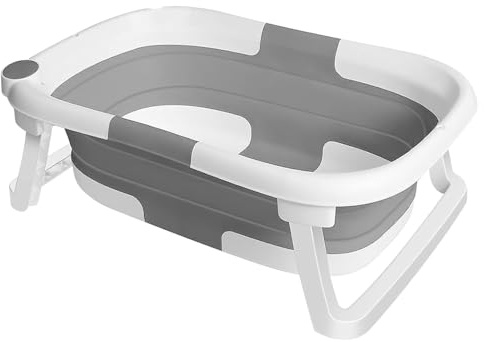 Bañera Plegable 3 en 1 para Niños Pequeños y Bebés - Bañera Ergonómica Gris - 63 * 43 * 20cm