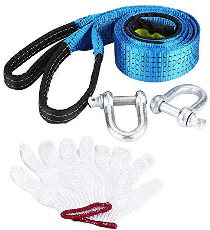 Correa De Cabrestante Para Remolque, Cadenas De Remolque Con Ganchos, Correas De Amarre Para Automóvil, Adecuadas Para Ayudar A Los Conductores En Condiciones(Car tow rope 3 m glow-in-the-dark U-hook)
