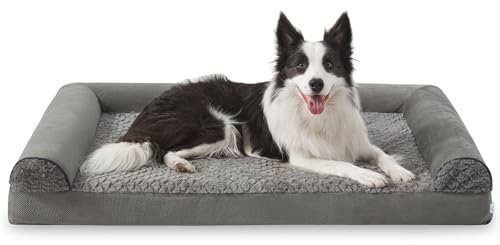 FURTIME Orthopädisches Hundebett Grosse Hunde Ergonomisches Hundekissen - 89x64 cm Hundesofa Waschbares Hundekissen (Dunkel Grau, L - L 89 x B 64 x H 17 cm)