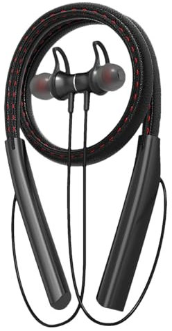 Qzdtue Halsband trådlösa hörlurar, stereo ljud sport hörlurar rund hals för löpning, bärbara hörlurar i örat för promenader och aktiv livsstil, stereoljud halsband trådlösa hörlurar