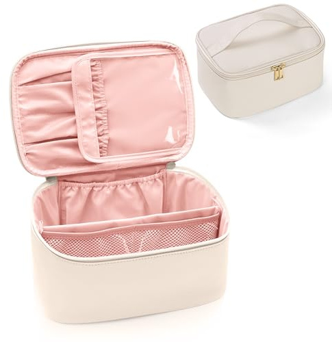 Aucuu Borsa per il Trucco, Pochette Trucchi, Borse da Toilette Impermeabile in Pelle PU, Borsa Cosmetica Portatile, Organizer da Viaggio di Grande Capacità, per Donne e Ragazze