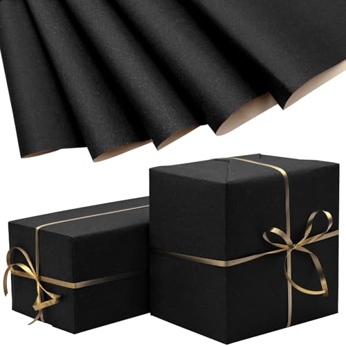 Black Wrapping Paper 50 * 70cm, 5Pcs Kraft Wrapping Paper for Birthday Christmas Valentine's day Wedding Gift Decoration