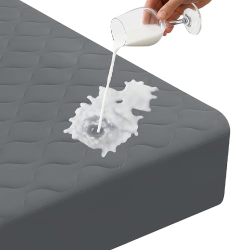 Ystyle Coprimaterasso Matrimoniale Impermeabile 160x190cm Trapuntato - Altezza Fino a 30 cm con Elastico Tutto Intorno - Copri Materasso Traspirante Igienico Antiacaro e Lavabile, Grigio