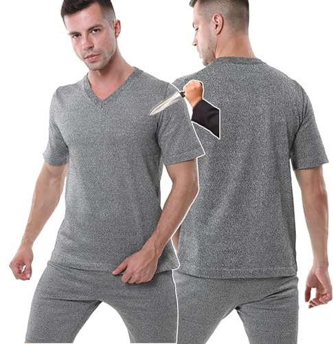 Gilet anti-coupures et anti-couteaux, vêtement de protection niveau 5, manches courtes de sécurité résistantes aux coupures, gilets de protection corporelle pour le personnel de sécurité, col en V,