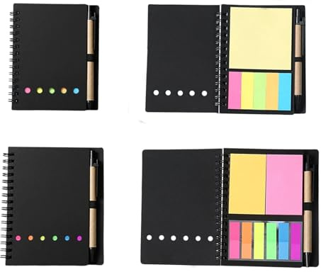 YSDINK Cahiers à Spirales - Lot de 2, Cahier Ligné & To Do List, Blocs Mémo pour Adultes, Petit Carnet de Note, Cahier Spirale Pour Études et Bureau, Accessoires Scolaires (Noir)