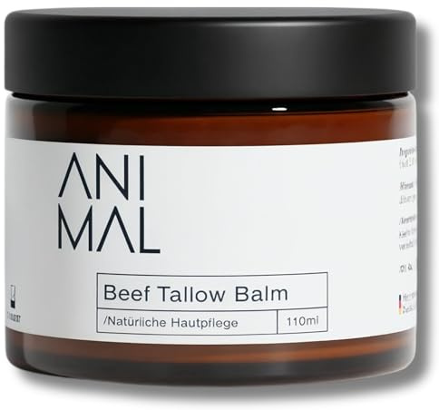 Animal Based Beef Tallow Balm 110ml - Rindertalg Gesichtscreme - Natürliche Hautpflege mit Rinderfett, Olivenöl, Bienenwachs & Vitamin E - Beef Tallow Creme - Beef Tallow Skincare - halal
