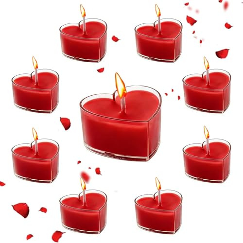 Candele a Forma di Cuore,Candele San Valentino,Candela da tè a Forma di Cuore per Matrimonio,Candeles Amore Galleggiante Senza Fumo (Rosso)