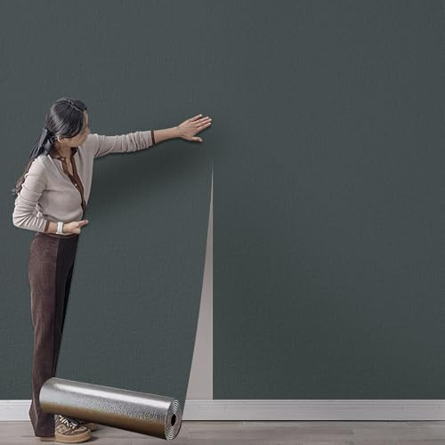 Anttyscar 6Roll Self Adhesive Thermal Insulation Wallpaper - Dark Grey Textured, 3mm Thick Wall Insulation Panels Thermal Wallpaper Stickers for Living Rooms - Thermal Wallpapers for Cold Walls