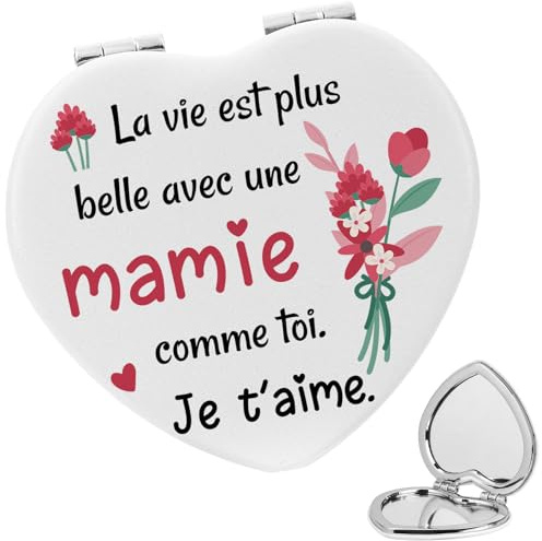 JoyrnalK Cadeau Mamie Miroir De Poche Bonne Fete Mamie Personnalisé Cadeau pour Mamie Original Idée Cadeaux Mamie Cadeaux Arriere Grand Mere Anniversaire Grands Mère Mamy Original Noel Fête des Mères