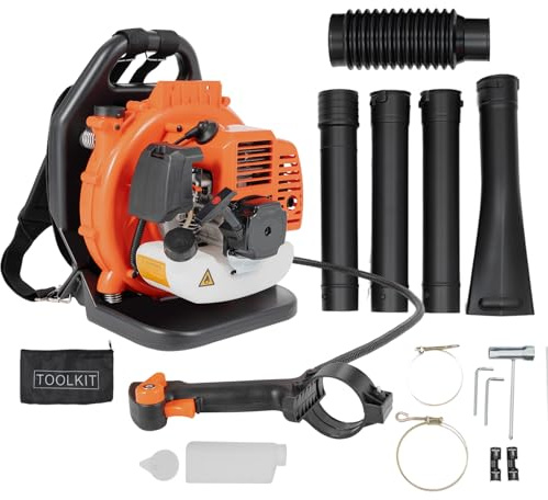 Soplador de hojas de gasolina 42,7 CC, soplador de hojas de 2 tiempos, 7000 r/min, con depósito de combustible de 1,2 l para el cuidado del césped, limpieza de hojas y limpieza de nieve, velocidad de