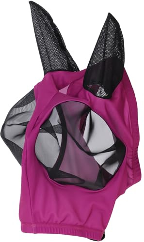 Covalliero – Flugmask FinoStretch Zipper FS26 – åtsittande hästflugmask – med flugöron och dragkedja – hästar flugskydd i ljusbär – ponny