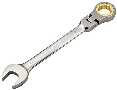 Aohhy Llaves Combinadas con Función de Carraca, 27mm Professional Llaves de Acero Cromo Vanadio Forjada - Niquelada Negro