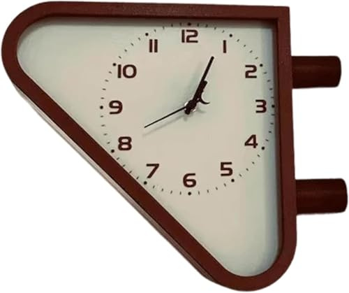 Retro Mid Century Double Sided Station Clock, Vintage Industrial Wall Clock, Triangle Shape Dual-Sided Hanging Clock for Outdoor Decorative Art Antique Decor Living Room Office Hallway (Brown)