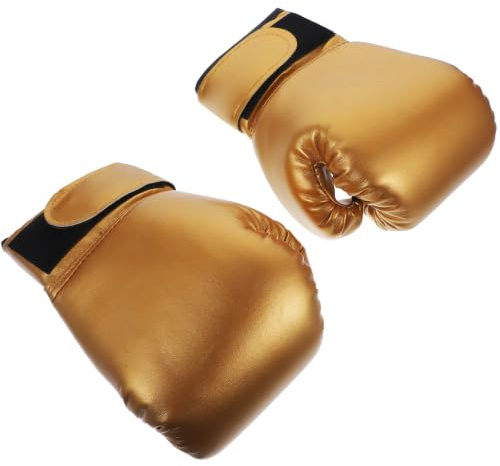 HANABASS Guantes de Boxeo para Niñas en Color Dorado Forro de Esponja y Cuero PU, Diseño Brillante Elegante para Entrenamiento de Muay Thai y Deportes Marciales