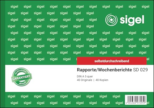 Sigel SD029 rapport/veckorapport A5 quer, 2 x 40 blad, självskrivande, 1 st.