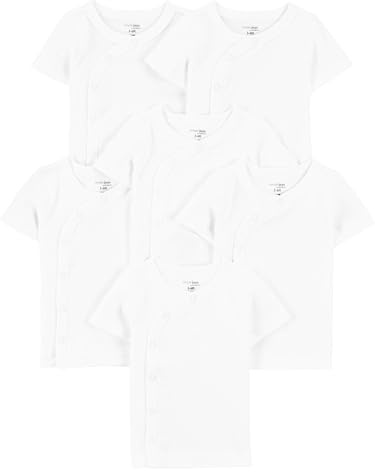 Simple Joys Kid's 6-pack side snap short sleeve t-shirts Shirt, White, Newborn