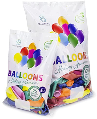 Luftballons gemischte Farben - 100% Reiner NATURLATEX - Premium Qualität - Latex Party Ballons - Metallic Ballons - Geburtstag Dekoration - Bunte Luftballons 25