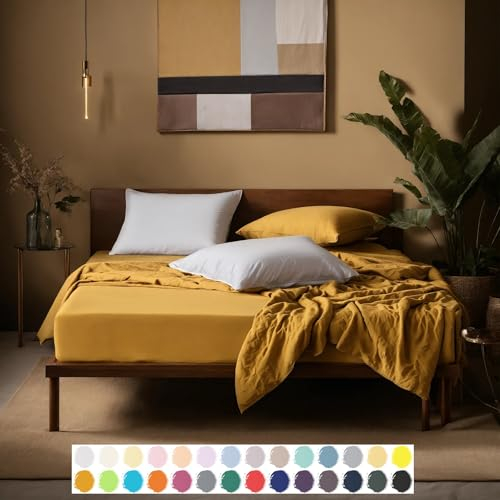 Carpe Sonno Elastisches Jersey Spannbettlaken 90x200cm Baumwolle bis 100x200cm [Made in EU] Absolut Bügelfrei - 15 cm bis 25 cm Steghöhe | Bettlaken 90x200 | Spannbettlaken 100x200 Baumwolle