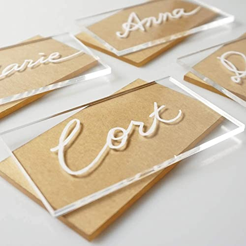 50 Pcs Clear Acrylic Place Cards for Weddings, Rectangle Acrylic Blanks DIY Handwritten Calligraphy Escort Cards Seating Names and Wedding Table Decor, 3 1/2 x 2 inch