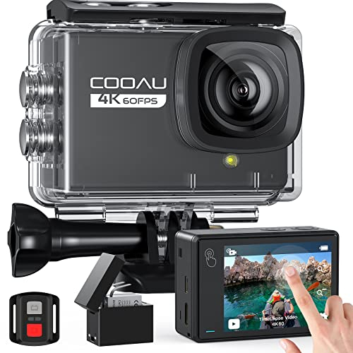COOAU Nuova Action Cam 4K WiFi 64MP Touch Screen con Microfono Esterno fotocamera subacquea 40M con Telecomando EIS Stabilizzazione action camera 170° 2 Batterie 1350mAh/Accessori