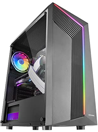 Mars Gaming MC-X7, Case PC Gaming ATX, Frontale ARGB, Ventola RGB 12 cm, Finestra Laterale Completa, Nero