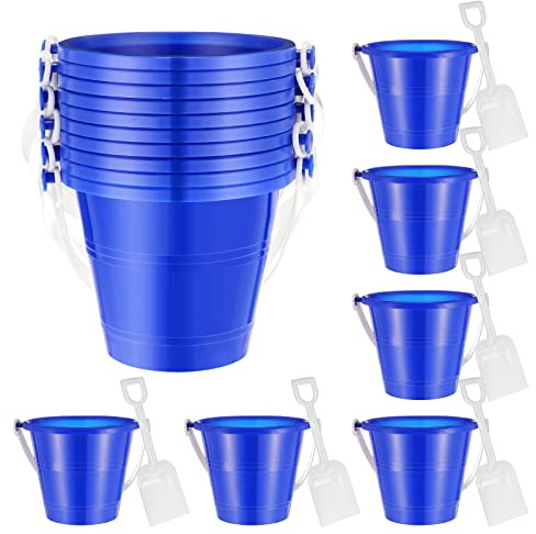 Junkin 24 Sets Sand Buckets and Shovels for Kids Small Sand Pails Bulk Plastic Beach Buckets with Handles Sandbox Toys for Girls Boys Birthday Party Favor Summer Beach Enthusiasts