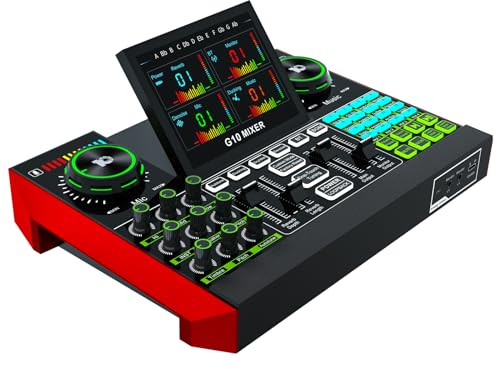 Audio Mixer Sound Board for PC/Phone Live Streaming, Singing, Gaming - 3.5mm/XLR Dynamic/48V Microphone - DJ Effects, Voice Changer, Denoise, One Click Mute