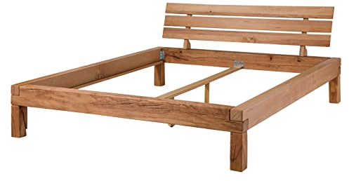 MASSIVMOEBEL24.DE Balkenbett Balkeneiche massiv 160x200 KRAKAU #202