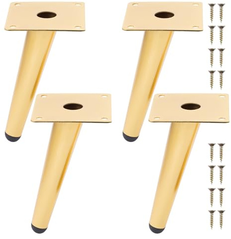 NAKUPENDA Piedini per Mobili 4Pcs Gambe in Metallo Piedini per Mobili Inclinati a Cono Gambe per Tavoli Piedi per Armadietto per Tavolino da Caffè Divani (15cm Altezza,Oro)