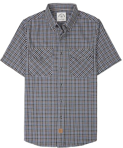 Dubinik® Camisa Bambu Hombre Camisas Hombre Manga Corta Casual Ligera Vintage Bolsillo Cuadros Camisa Manga Corta Hombre