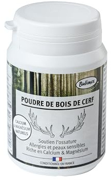 Bubimex - Hjortträpulver - 100% naturligt kosttillskott för hundar och katter - rik på kalcium och magnesium - ben och njurfunktion - 60 g