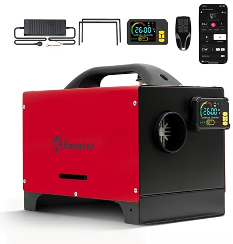 Sunster 8KW Portable Diesel Heater, DC12V 24V & AC 240V Diesel Air Heater with Bottom Bracket, APP Control, LCD Monitor, Auto Start-Stop for Car Trucks campervan RV Motor-Homes