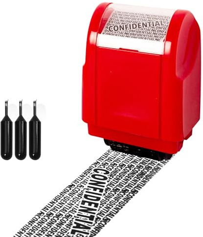 Integritet ID adressblockerare, stämpel, identitetsstöld, rullstämpel, integritet säkerhet, stöld, rullstämpel, personuppgifter säkerhet, data Defender Roller Stamp (röd, S)