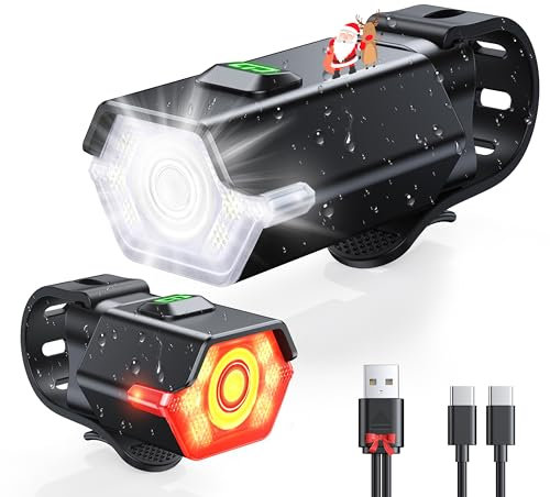 CIRYCASE Lumiere Velo avec Feu d'Avertissement Latéral, 3+6 Modes Eclairage Velo Avant et Arriere Rechargeable pour Cyclisme de Nuit, Étanche IP65, Lampe Feux Arrière Phare Avant Velo Super Lumineux
