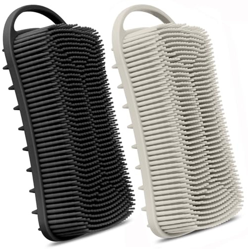 2PCS Silicone Body Scrubber, Loofah for Women, Shower Cleaner Scrub Brush