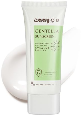Centella Sunscreen SPF50 PA++++ Calming Moisture Facial Sunscreen Centella Asiatica Korean Sunscreen Matte No White Cast Face Sun Screen for Oily Sensitive Skin