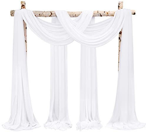 Showgeous 8-pack korshängen vit 73x610 cm tyll foto bakgrund bröllop gardin dekoration chiffong tyg bröllopsbåge valv ceremoni fotografi fest