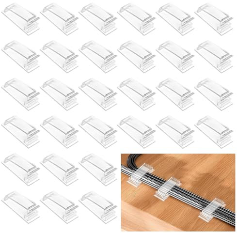 Supporto per cavi autoadesivo, set da 30 pezzi di gestione dei cavi con clip per cavi per una rapida gestione dei cavi, organizer per cavi, per ufficio, casa, officina, riutilizzabile, per computer