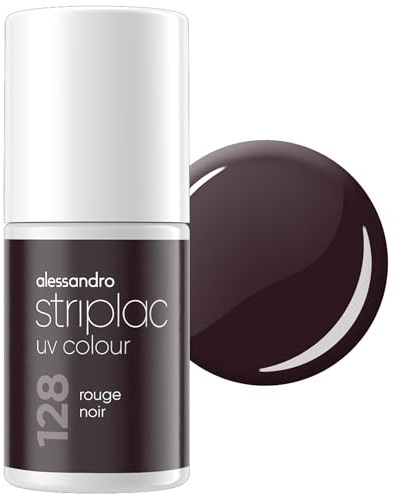 alessandro Striplac UV-Nagellack Rouge Noir - Deckend & Kratzfest bis zu 15 Tage - Leichtes Auftragen - Schonende Abziehtechnologie - Vegan - Rot, 6,5ml