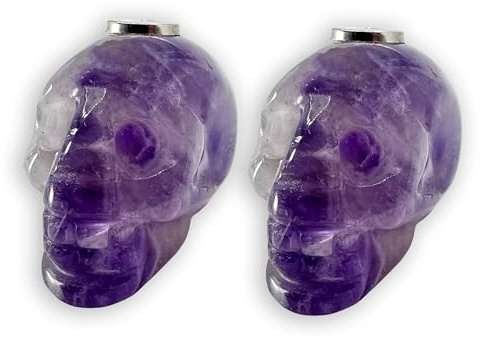 HOODIE CHARMS – Série Skull Stones – Perles Tête de Mort en Pierre Naturelle – Accessoire Unisexe pour Hoodie, Streetwear et Customisation Urbaine (Améthyste)