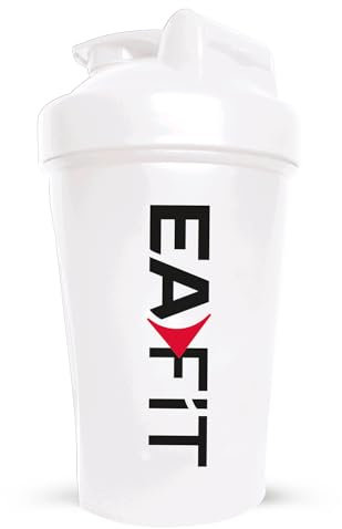 Eafit Shaker Proteine 400 ml Bianco – Borraccia Graduata Senza BPA con Mixer in Acciaio – Per Whey Protein, Creatina, Pre Workout – Shaker Palestra Portatile Anti-Perdita per Sport e Fitness
