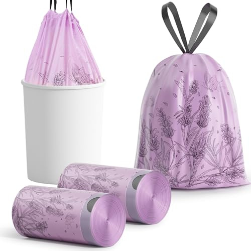 Scented Bin Liners Bin Bags Lavender Scented Small 2.6Gallon Trash Bags 10-15L Bin Linerswith Drawstrings 100PCS for Home Office Kitchen & Bathroom that Leaves Your Swing Bin LinersFresh 45 * 50 cm