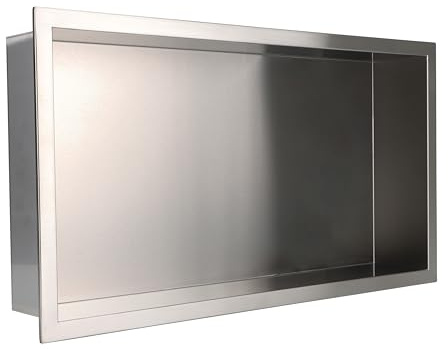 Valve Kings 600 x 300mm Stainless Steel Shower Niche Rectangle Sleek Recessed Bathroom Wetroom Shelf Pre-Built 100% Waterproof Easy Install