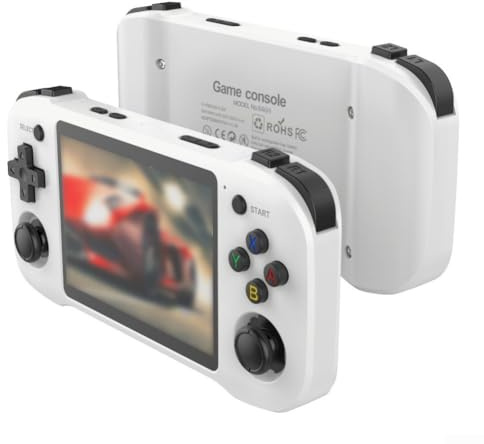 Yuanpgky Retro R46H Handheld Game Console with 4.5-Inch HD IPS Display, Open-Source System, Portable for Classic Gaming, ABS Build, Black(R46H-64G White)