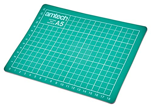 Amtech A5 Cutting Mat 20×15cm, Pocket-Size Non-Slip with Guides, for Hobby Detailing and On-the-Go Craft.