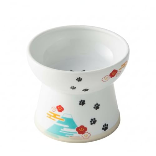 Necoichi Raised Stress Free Cat Food Bowl, Elevated, Backflow Prevention, Dishwasher and Microwave Safe, No.1 Seller in Japan! (Fuji Limited Edition, Large)