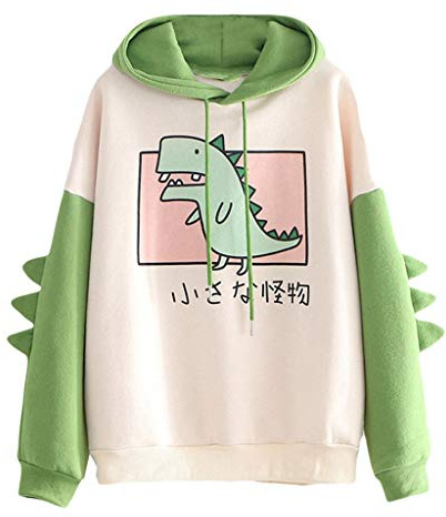 SoonerQuicker Hoodies for Teens Girls Cute Dinosaur Print Sweatshirt Women Hoodie Womens Long Sleeve Tops Pullover Casual Fashion Green
